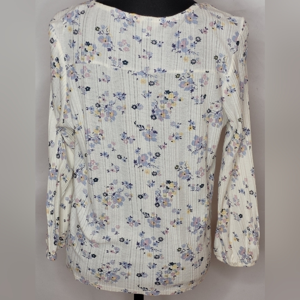Lucky Brand Floral Long Sleeve Peasant Top - Size M - Picture 4 of 7